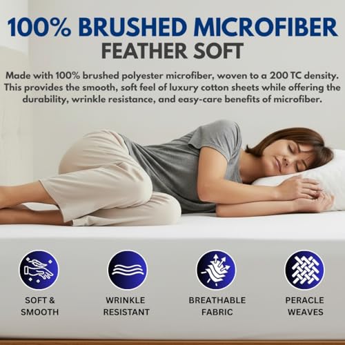 Microfibre Fitted Sheet White - Image 2